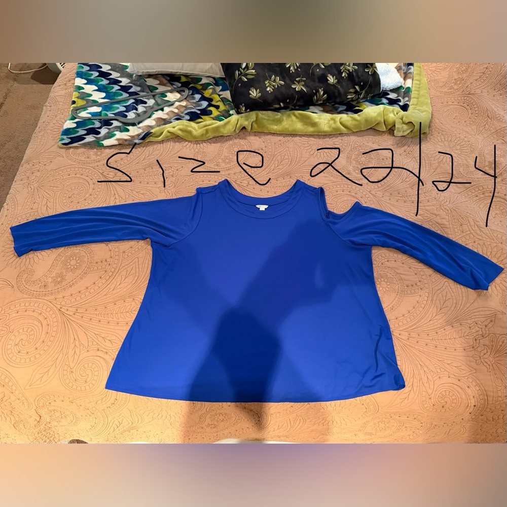 Cato Royal Blue Cold Shoulder Long Sleeve Top